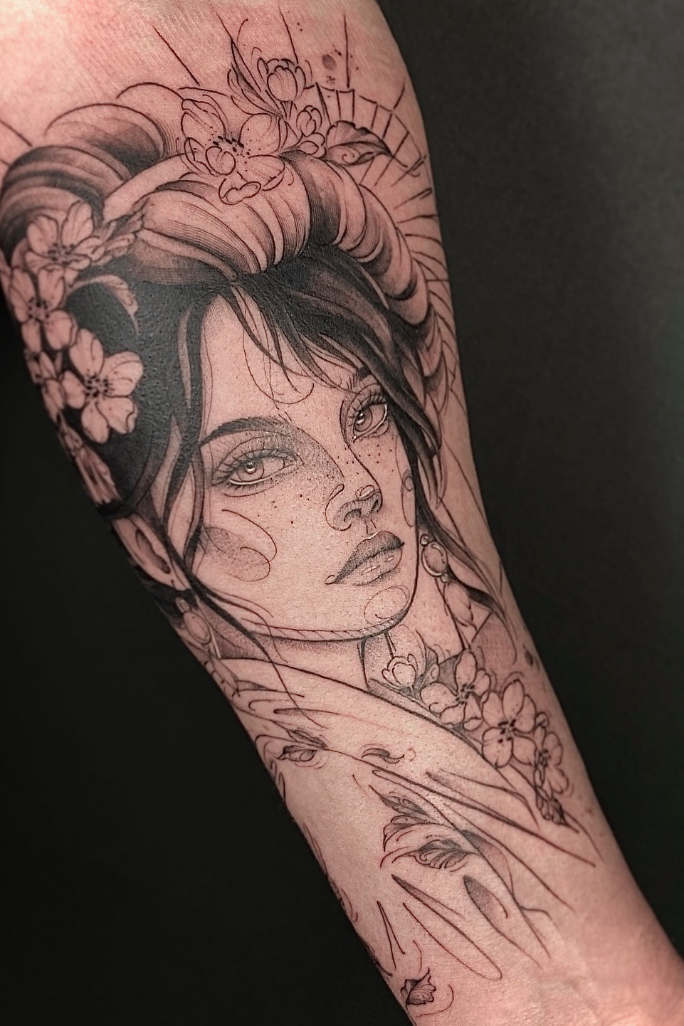 tattoo portrait femme geisha